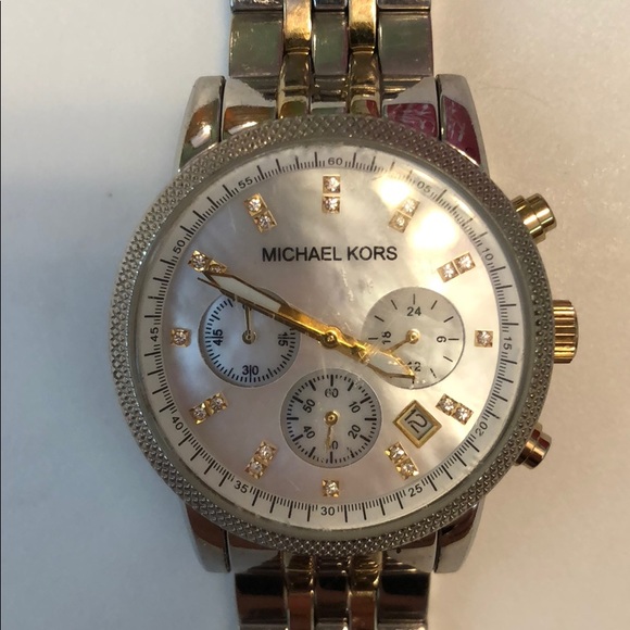 Michael Kors Two-Tone Mother of Pearl Faced Watch - Picture 2 of 7